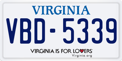 VA license plate VBD5339