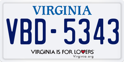 VA license plate VBD5343