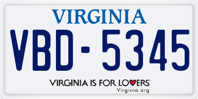 VA license plate VBD5345