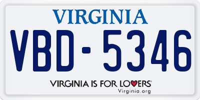 VA license plate VBD5346