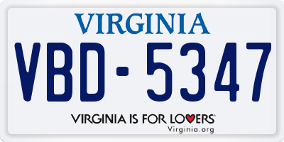 VA license plate VBD5347