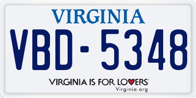 VA license plate VBD5348