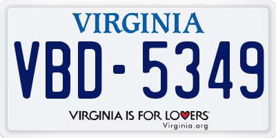 VA license plate VBD5349