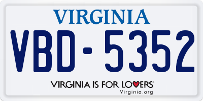 VA license plate VBD5352
