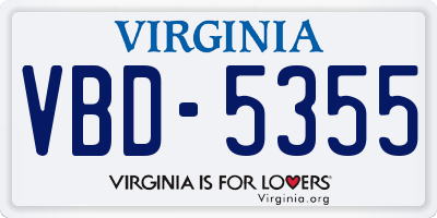 VA license plate VBD5355