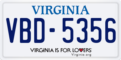 VA license plate VBD5356