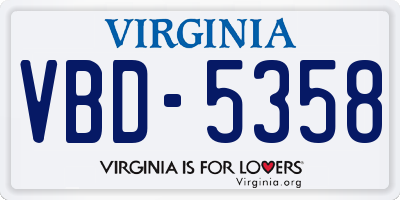 VA license plate VBD5358