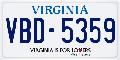 VA license plate VBD5359