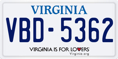 VA license plate VBD5362