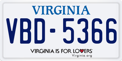 VA license plate VBD5366