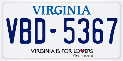 VA license plate VBD5367