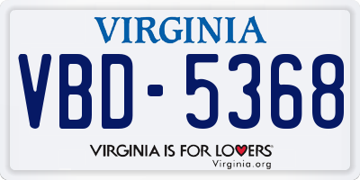 VA license plate VBD5368