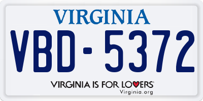 VA license plate VBD5372