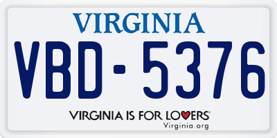 VA license plate VBD5376