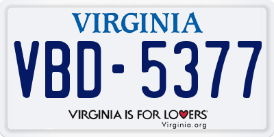 VA license plate VBD5377