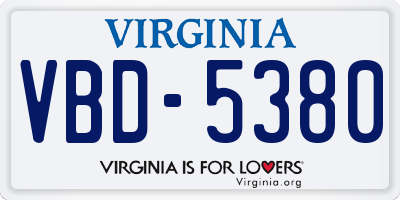 VA license plate VBD5380