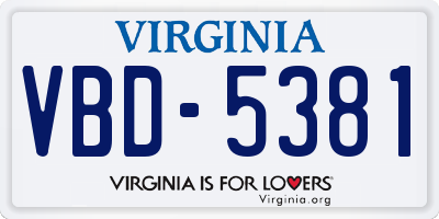VA license plate VBD5381