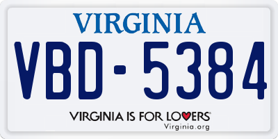 VA license plate VBD5384