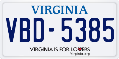 VA license plate VBD5385