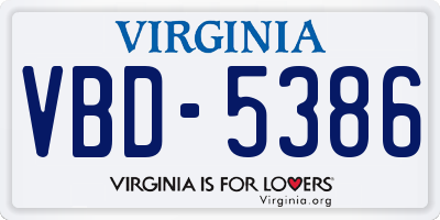 VA license plate VBD5386