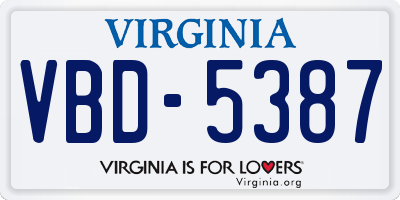 VA license plate VBD5387