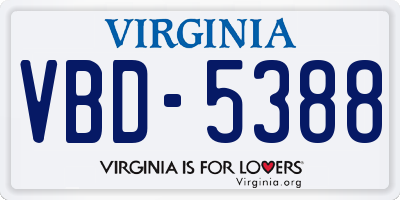 VA license plate VBD5388