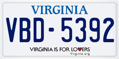 VA license plate VBD5392