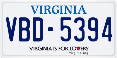 VA license plate VBD5394