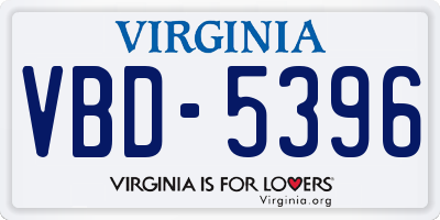VA license plate VBD5396