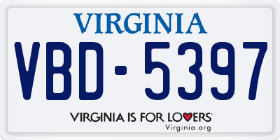 VA license plate VBD5397