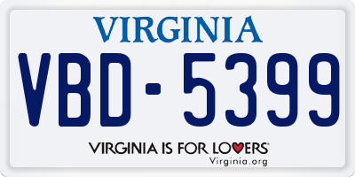 VA license plate VBD5399