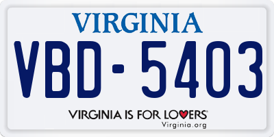 VA license plate VBD5403