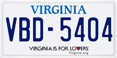 VA license plate VBD5404