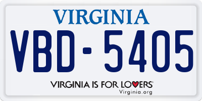 VA license plate VBD5405