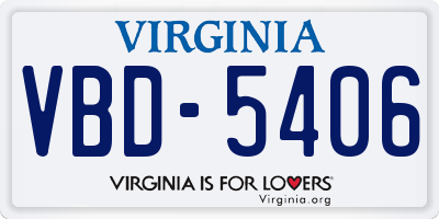 VA license plate VBD5406