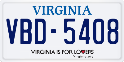 VA license plate VBD5408