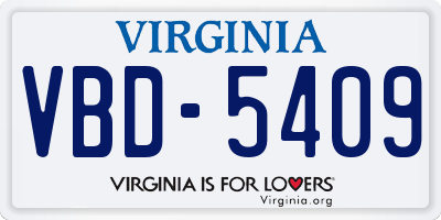 VA license plate VBD5409