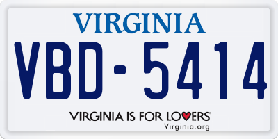VA license plate VBD5414