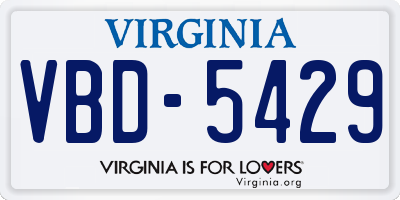 VA license plate VBD5429