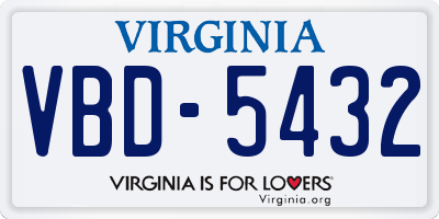 VA license plate VBD5432