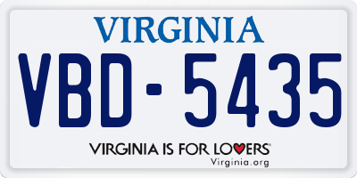VA license plate VBD5435