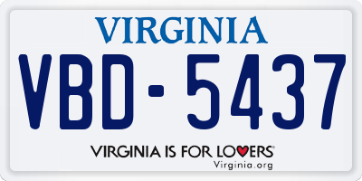 VA license plate VBD5437