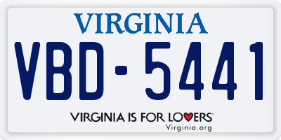 VA license plate VBD5441