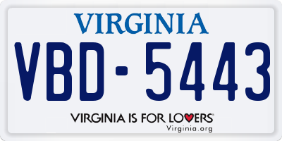 VA license plate VBD5443