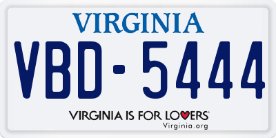 VA license plate VBD5444