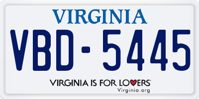 VA license plate VBD5445