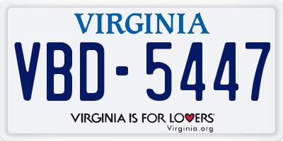 VA license plate VBD5447