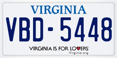 VA license plate VBD5448