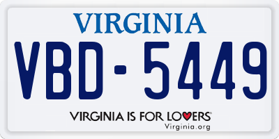 VA license plate VBD5449