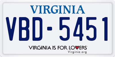 VA license plate VBD5451